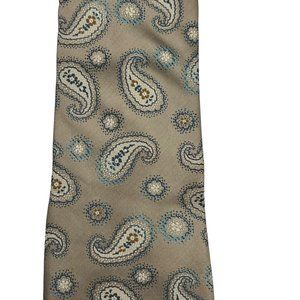 Nicole Miller Neck Tie Mens Brown Blue 100% Silk Paisley Flower Dots Business